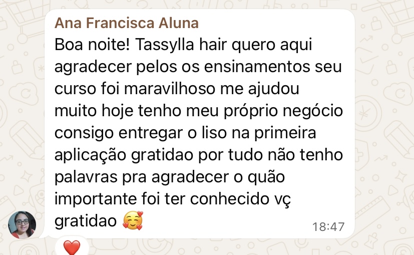Depoimento de Ana Francisca, aluna do curso